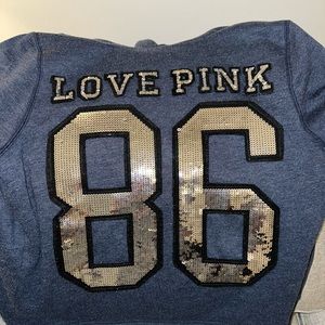 Victorias Secret Pink fur lined sequined hoodie . Size Medium .